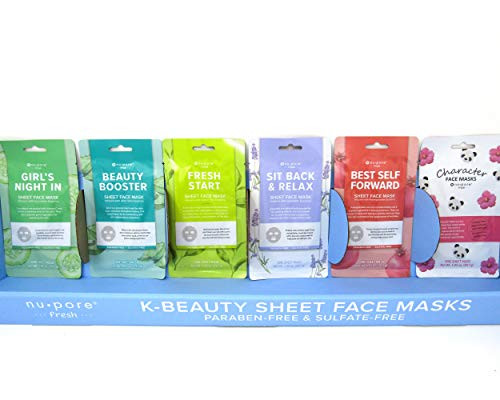 Nu Pore Facial Care Mask Paper Sheet Korean Skin Care Assorted 6 Pack Bundle