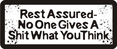 1080 Graphics 3 - Rest Assured- No One Gives A Shit What You Think 1 1/4" x 3" Hard Hat Biker Helmet Stickers Bs480