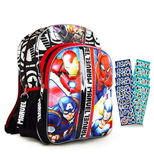 Marvel Avengers Backpack for Boys Girls Kids - Large 16" Marvel Avengers School Bag Bundle with Avengers Stickers (Avengers School Supplies)