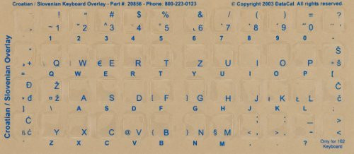 Croatian Keyboard Stickers - Labels - Overlays with Blue Characters for White Computer Keyboard