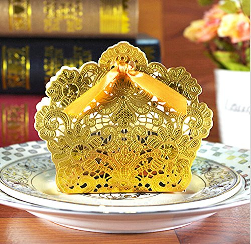 Saitec ® 50pcs Gold Laser Cut Wedding Favor Boxes Wedding Candy Box Casamento Wedding Favors And Gifts event party supplies