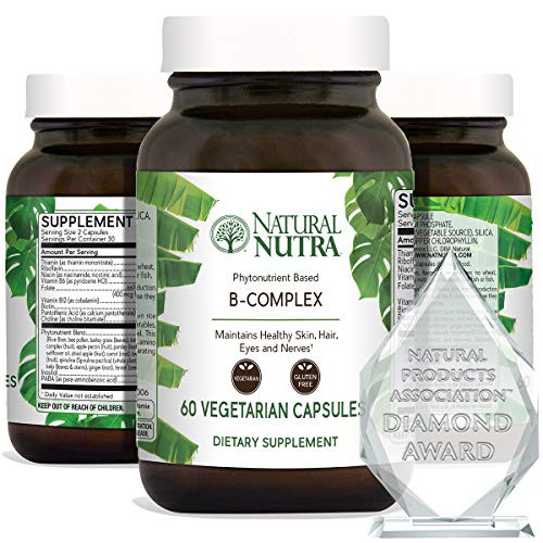 Natural Nutra Vitamin B Complex with Niacin, Pantothenic Acid, Floate, Thiamin Biotin, Supports Nervous System Health, Healthy Skin, Eye and Hair, Whole Food Supplement, 60 Vegetarian Capsules Natural Nutra Vitamin B Complex with Niacin, Pantothenic Acid, Floate, Thiamin Biotin, Supports Nervous System Health, Healthy Skin, Eye and Hair, Whole Food Supplement, 60 Vegetarian Capsules