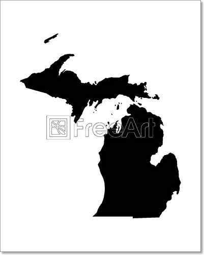 Map Of Michigan Paper Print Wall Art (10in. x 8in.)