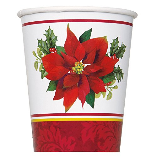 9oz Holly Poinsettia Holiday Party Cups, 8ct