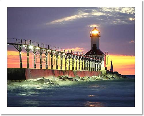 Michigan City Lighthouse, Michigan City, Indiana Paper Print Wall Art (8in. x 10in.)