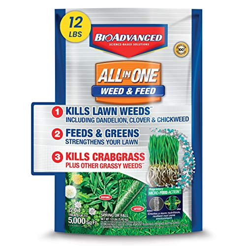 BioAdvanced 100532518 Bayer All-in-One Weed and Feed with MicroFeed Action, 12 lb Weed and Feed, 12-Pounds, White BioAdvanced 100532518 Bayer All-in-One Weed and Feed with MicroFeed Action, 12 lb Weed and Feed, 12-Pounds, White