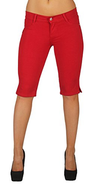 Basic Bermuda Shorts Premium Stretch French Terry Moleton with a Gentle Butt Lifting Stitching in Red Size XS