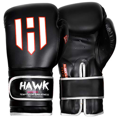 Hawk Boxing Gloves for Men  and  Women Training Pro Punching Heavy Bag Mitts MMA Muay Thai Sparring Kickboxing Gloves (Black, 10 oz)