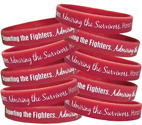 Fight Like a Girl Supporting, Admiring, Honoring Wristband Bracelet for Heart Disease Stroke AIDS - Red (10 Pack) Fight Like a Girl Supporting, Admiring, Honoring Wristband Bracelet for Heart Disease Stroke AIDS - Red (10 Pack)