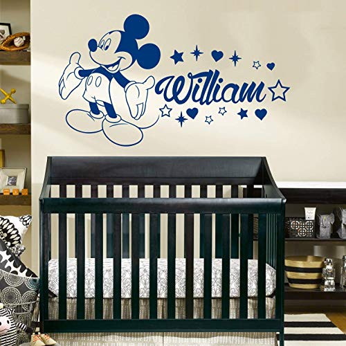 Mickey Mouse Name Wall Decal, Mickey Mouse Vinyl Sticker, Personalized Boy Name Decal, Nursery Baby Boy Room Decor ZX286