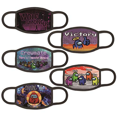5PCS Among US Game Face Mask for Kids Impostor 3D Reusable Bandanas Balaclava