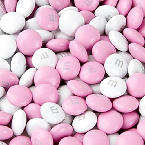 M and M's Light Pink  and  White Milk Chocolate Candy 1LB Bag