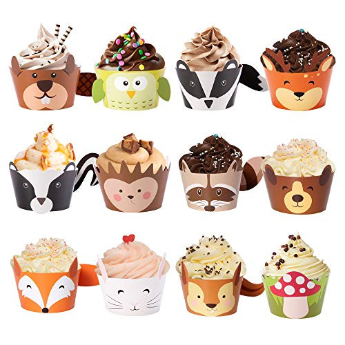 Woodland Baby Shower Cupcake Wrappers- Set of 48 Woodland Creatures (Woodland Creatures 3)