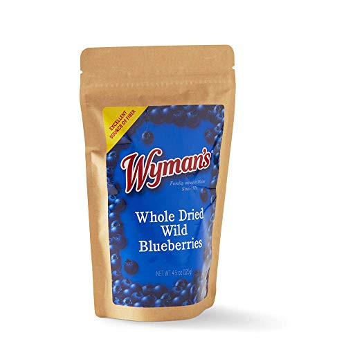 Wyman's Whole Dried Wild Blueberries - 100 percent Wild Blueberries - Snack Food, Topping, Baking - Resealable Bag - 4.5oz