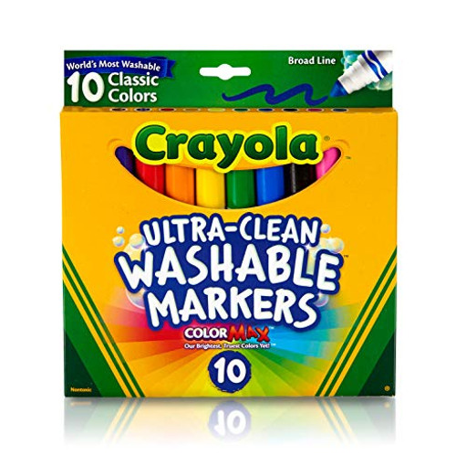 Crayola 10 Ct Ultraclean Broad Line Washable Markers, Color Max Crayola 10 Ct Ultraclean Broad Line Washable Markers, Color Max