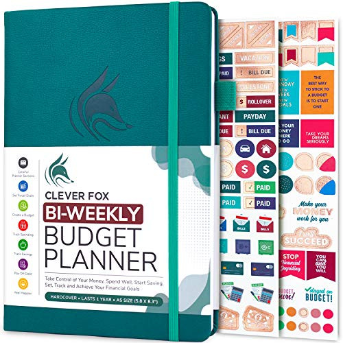 Clever Fox Bi-Weekly Budget Planner  Undated Financial Organizer with Expense  and  Bill Tracker  Finance Book for Household Money Budgeting - 5.8? x 8.3? Hardcover (Dark Teal)