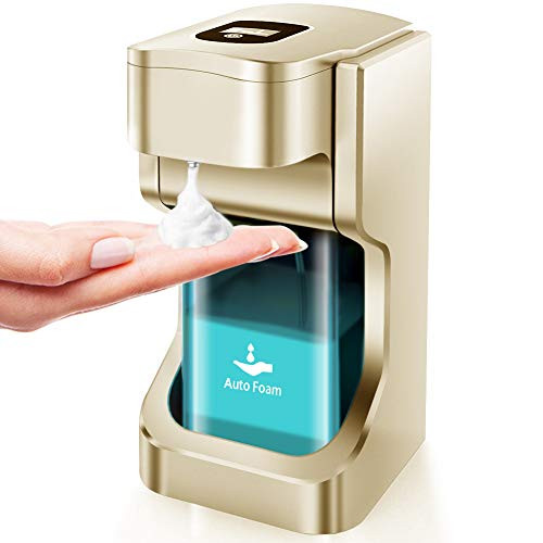 17oz /500ML Automatic Soap Dispenser-Touchless Infrared Sensor Battery Operated Electric Automatic Soap Dispenser with Adjustable Soap Dispensing Volume Control Touch Button (Gold)