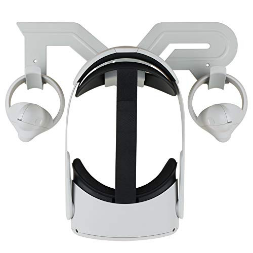 Eyglo VR Wall Mount Stand Hook for Oculus Quest 2/Quest/Rift S/Valve Index/HTC Vive Pro Headset and Controllers Display Holder VR Accessories Mount Station(White)