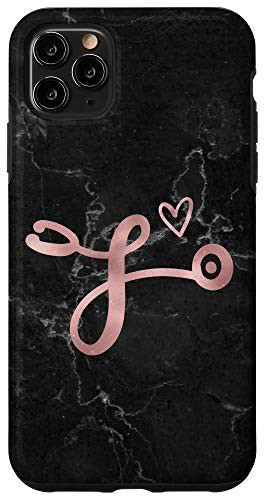 iPhone 11 Pro Max Cute Letter L Initial Monogram Nurse Rose Pink Stethoscope Case