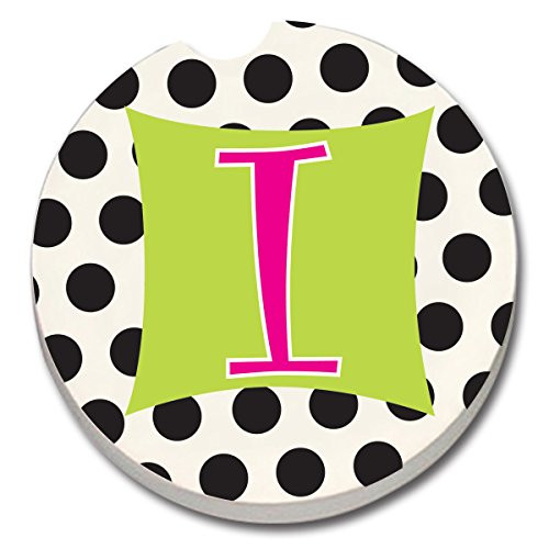 CounterArt Absorbent Stoneware Car Coaster, Monogrammed"I"