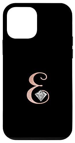 iPhone 12 mini Letter E rose pink phone case, initial E black for girls Case
