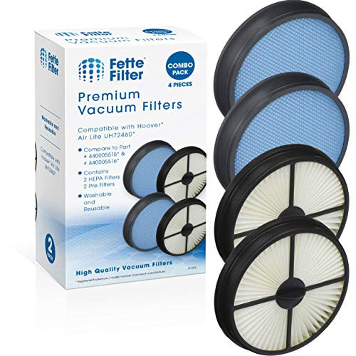 Fette Filter - Vacuum Filter Compatible with Hoover Air Lite UH72460 Part   440005515 (Primary)  and  440005516 (Exhaust Hepa). (Combo Pack - 2 of Each Filter)