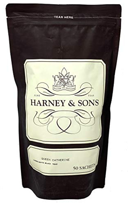 Harney and Sons Queen Catherine Tea Caffeinated Black Tea with Notes of Dark Honey, Unsweetened Cocoa and Hints of Spice 50 Count Tea Sachets Harney and Sons Queen Catherine Tea Caffeinated Black Tea with Notes of Dark Honey, Unsweetened Cocoa and Hints of Spice 50 Count Tea Sachets