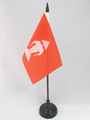 AZ FLAG Laos Old Table Flag 4'' x 6'' - Former Laotian Desk Flag 15 x 10 cm - Black Plastic Stick and Base