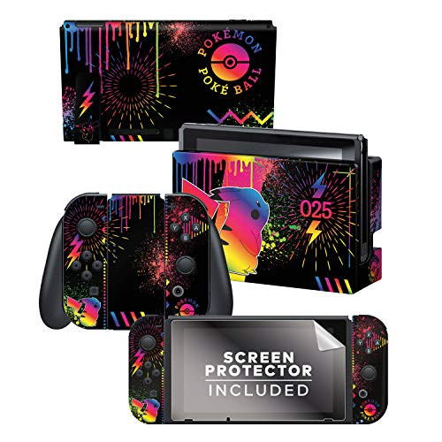 Controller Gear Official Nintendo Pokemon "Vibrant Pikachu Set 1" Switch Skin  and  Screen Protector Bundle - Nintendo Switch