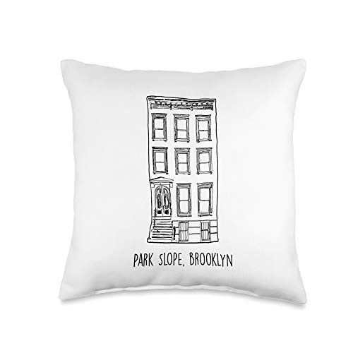 I love Park Slope Studio Park Slope Brooklyn Brownstone Throw Pillow, 16x16, Multicolor