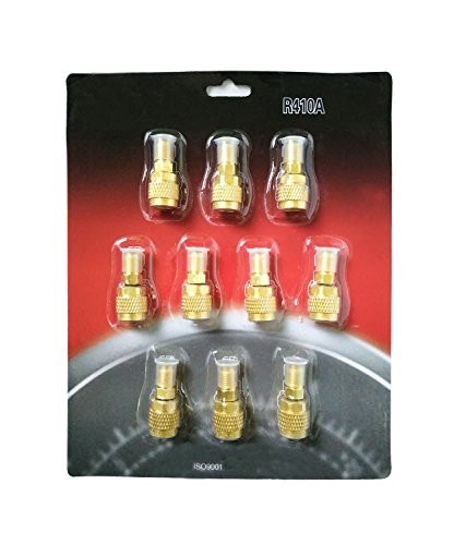 JIANZHENKEJI R410a Adapter? 5/16" Female Quick Couplers x 1/4" Male Flare?for Mini Split System Charging Vacuum Port Adapter(Pack of 10)