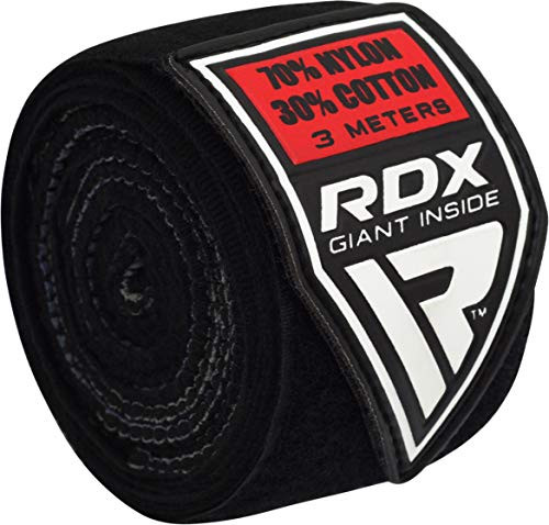 RDX Boxing Hand Wraps Inner Gloves for Punching - Great Protection for MMA, Muay Thai, Kickboxing, Martial Arts Training and Combat Sports - 3 Meter Elasticated Bandages Under Mitts