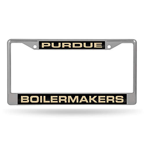 NCAA Rico Industries Laser Cut Inlaid Standard Chrome License Plate Frame, Purdue Boilermakers NCAA Rico Industries Laser Cut Inlaid Standard Chrome License Plate Frame, Purdue Boilermakers