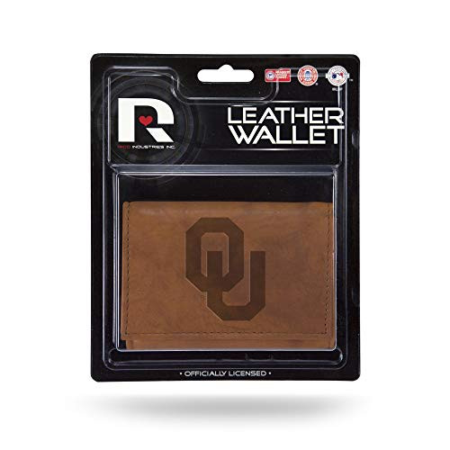 NCAA Rico Industries Leather Trifold Wallet with Man Made Interior, Oklahoma Sooners, 3.25 x 4.25-inches NCAA Rico Industries Leather Trifold Wallet with Man Made Interior, Oklahoma Sooners, 3.25 x 4.25-inches