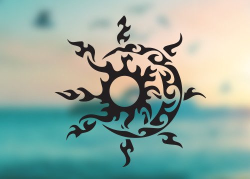 AK Wall Art Tribal Sun Moon - Vinyl Decal - Car Truck Laptop - Select Size