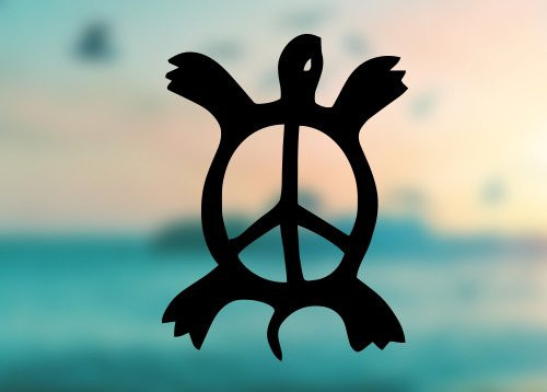 AK Wall Art Turtle Peace Sign Cute - Vinyl Decal - Car Truck Laptop - Select Size