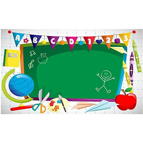 OFILA Back to School Backdrop Polyester 8x5ft School Blackboard Photos Background Kids Back to School Day Photo Shoot School Events Decor Digital Props