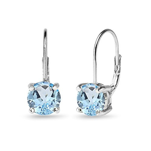 Sterling Silver Polished Blue Topaz 7mm Round Dainty Leverback Earrings Sterling Silver Polished Blue Topaz 7mm Round Dainty Leverback Earrings