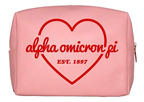 Alpha Omicron Pi Sorority Pink Makeup Bag