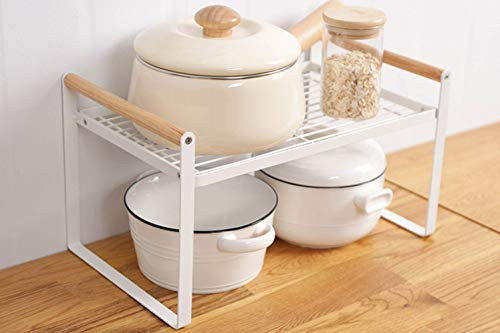 Kithchen Countertop Organizer, Cupboard Stand Spice Rack, Cabinet Pantry Shelf, Counter Organization and Storage For Kitchen Bathroom Office. (White, 13.70 inches)