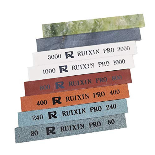Replacement 8Pcs Sharpening Stones for RUIXIN Pro RX-008 Knife Sharpener Fixed-angle kit, Professional Whetstone Set Grindstone Polishing Stone without Base 80/240/400/800/1000/3000/5000/10000 Grit