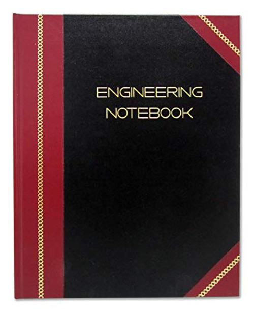 BookFactory Professional Engineering Notebook - 96 Pages (Quad Ruled - .25" Engineering Grid), 8" x 10", Engineering Lab Notebook, Black and Burgundy Cover, Smyth Sewn Hardbound (EPRIL-096-SGS-LKMST4)