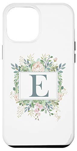 iPhone 12 Pro Max Letter E Monogram Initial E Floral Leaves Personalized Gift Case