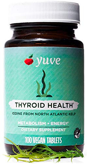 Yuve Natural Organic Sea Kelp Supplement - Thyroid Support with Iodine 225 mcg - Vegan, Plant Based, Non-GMO, Gluten-Free, Soy-Free - Pure Dried Seaweed Sourced from North Atlantic Ocean - 100 Tablets Yuve Natural Organic Sea Kelp Supplement - Thyroid Support with Iodine 225 mcg - Vegan, Plant Based, Non-GMO, Gluten-Free, Soy-Free - Pure Dried Seaweed Sourced from North Atlantic Ocean - 100 Tablets