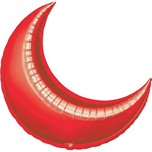 Anagram International Crescent Foil-Flat-Balloon, 35", Red