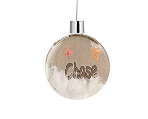 Bleu Reign BRGiftShop Personalized Custom Name in Sand Design Flat Round Tree Ornament