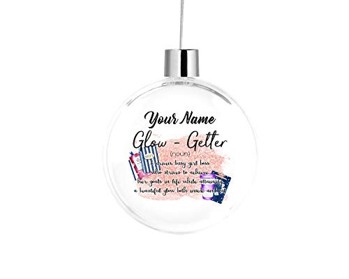 Bleu Reign BRGiftShop Personalized Custom Name Definition of A Glow Getter Set Goal Flat Round Tree Ornament