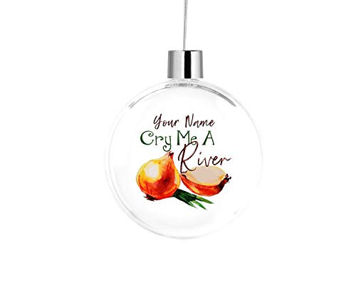 Bleu Reign BRGiftShop Personalized Custom Name Funny Kitchen Humor Onion Joke Flat Round Tree Ornament