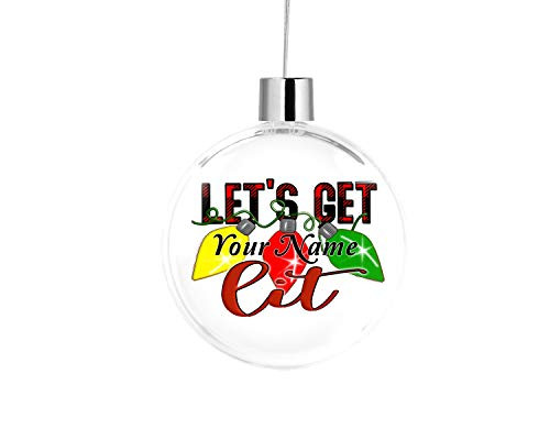 Bleu Reign BRGiftShop Personalized Custom Name Christmas Let's Get Lit Flat Round Tree Ornament