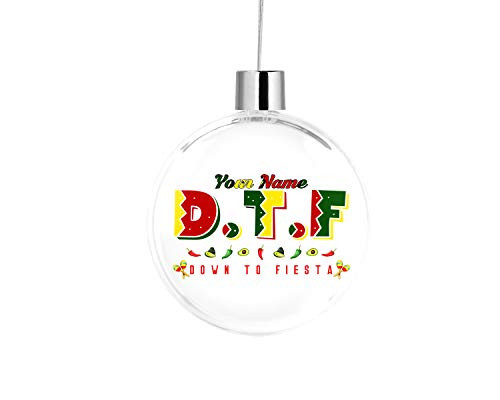 Bleu Reign BRGiftShop Personalized Custom Name DTF Down to Fiesta Flat Round Tree Ornament